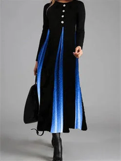 Women's Long Sleeve Scoop Neck Graphic Midi Dress