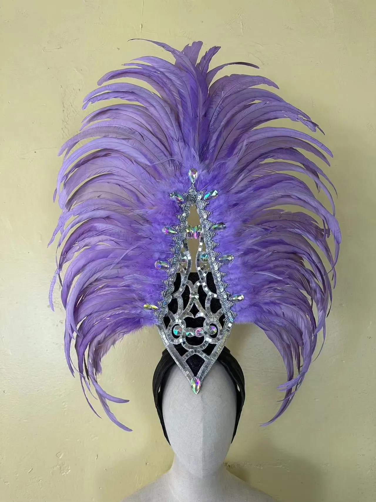 VCSHOES Feather headdress samba costume carnival halloween party bar performance hat makeup dance wings parade