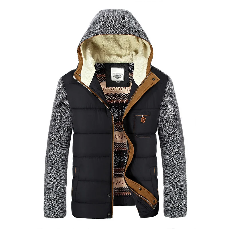 Men's Winter Thicken Fleece Lining Windproof  Hooded Parkas Puffer Jacket Coat