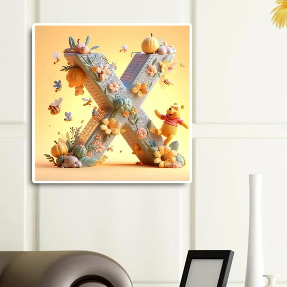 Full Round Diamond Painting 30*30cm - Winnie The Pooh'S 26 Letters X