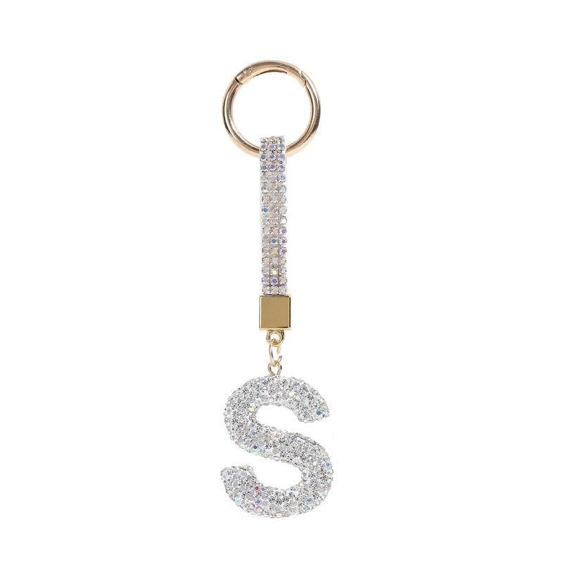 Hot Letter Keychain Full Diamond Car Key Pendant Diamond Bag Keychain