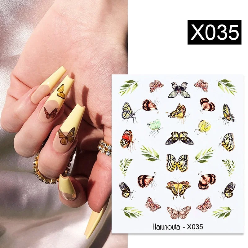 Black White Butterfly 3D Nails Sticker Geometry Decals Flower Gold DIY Decals Designs For Nail Art Manicures Decorations Salon