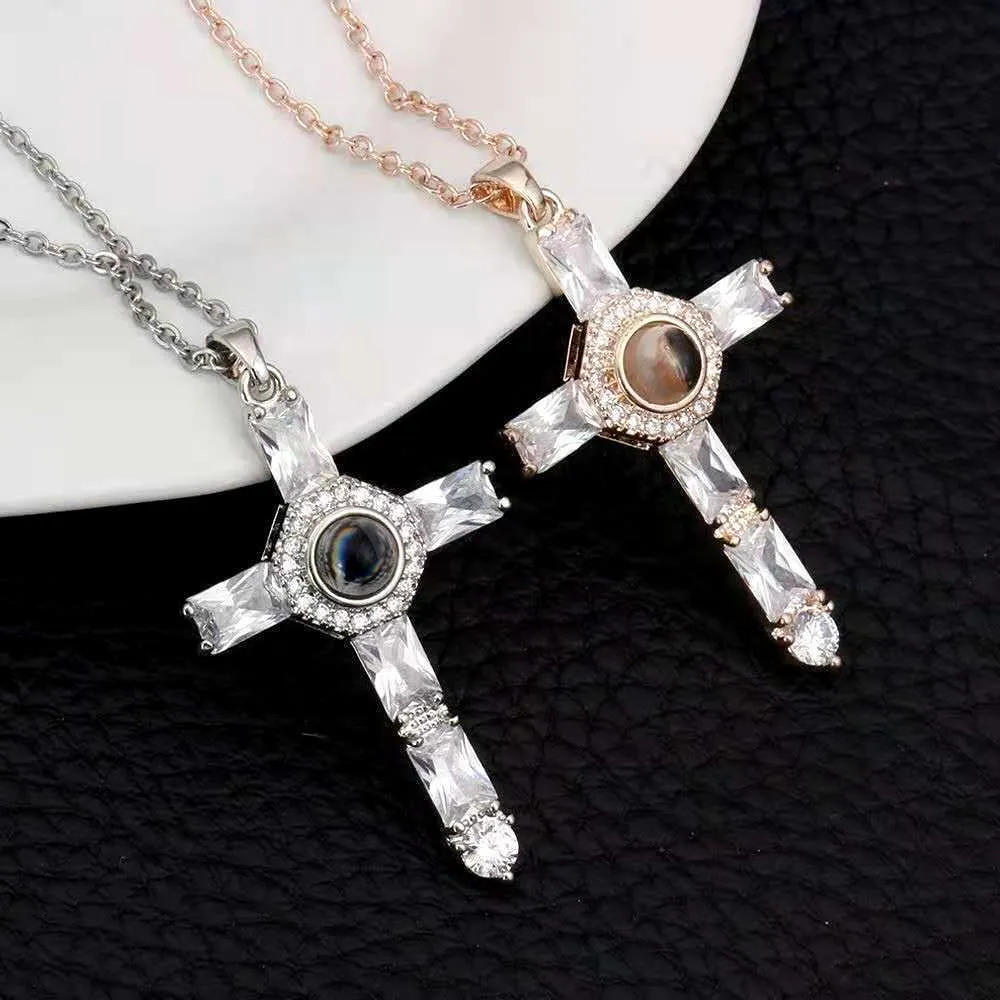 New Viral Cross Projector Picture Custom Personalized Photo Necklace wetirmss