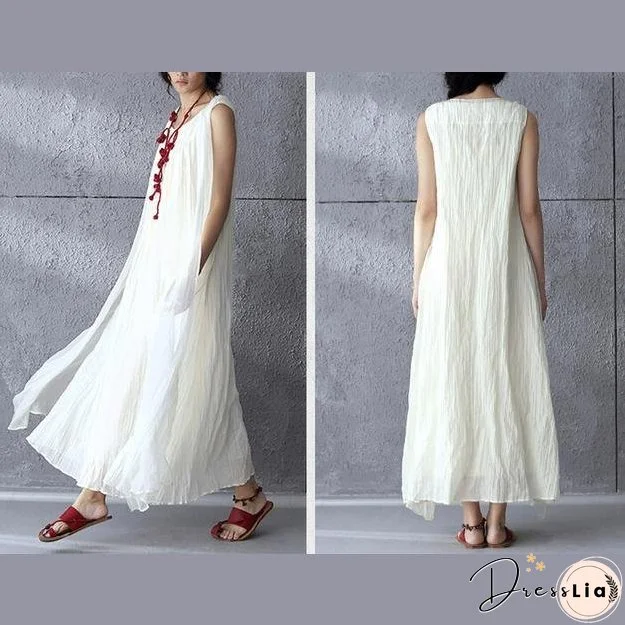 White flowy linen maxi dress sunderss holiday summer dresses