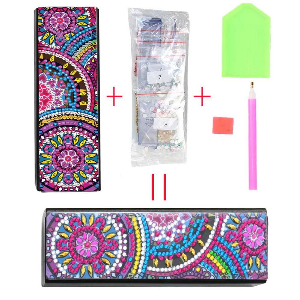 DIY Diamond Pinting Leather Eye Glasses Storage Box Sunglasses Organizer