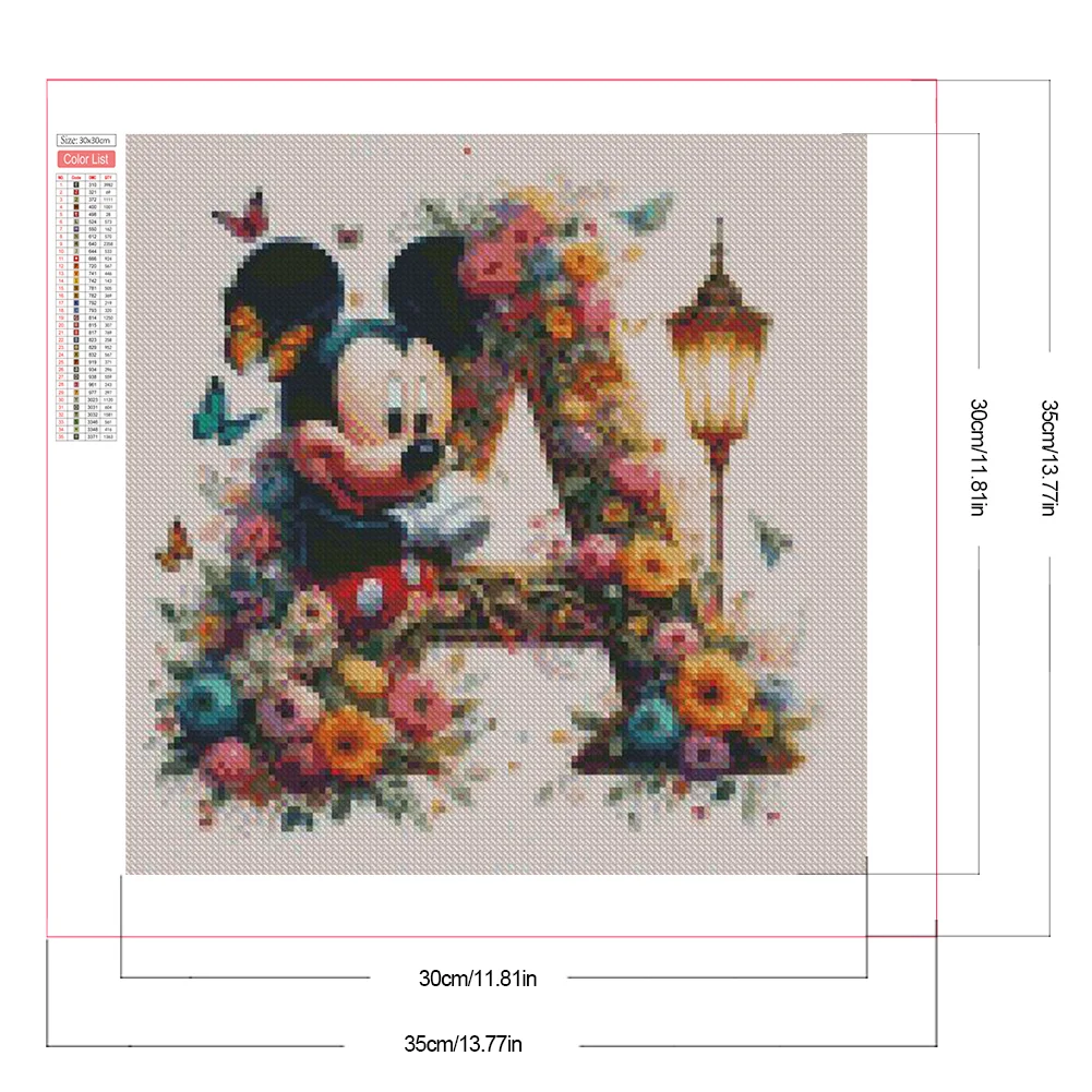 Partial AB Diamond Painting - Full Round Drill - Mickey Minnie Letters(Canvas|35*35cm)