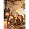 Hedgehog Family Full Stamped Cross Stitch Kit 14CT 2-Strand 45x60cm