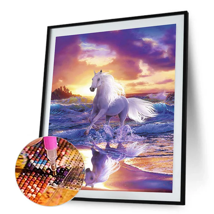 Full Round Diamond Painting - White Horse 30*40CM