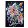 Lily Flower 5D DIY Diamond Art Painting Notebook Kit 50 Pages A5 Rhinestone Art Painting Notebook Kit for Adults Beginners Holiday Birthday Gift