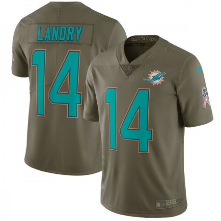 Men's  Miami Dolphins #14 Jarvis Landry Olive Salute To Service Limited Stitched NFL Jersey