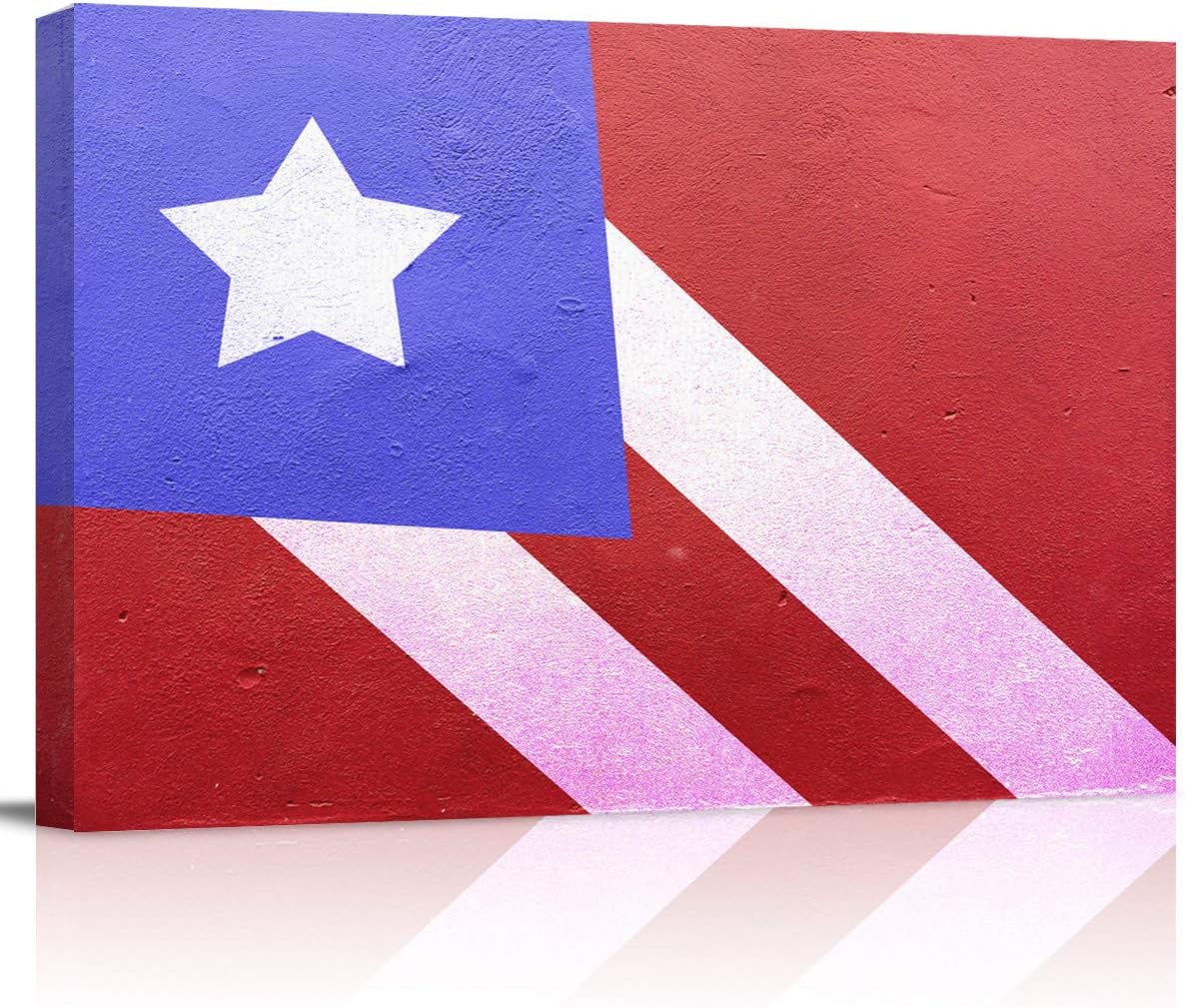 Shine-Home Wall Art for Living Room/Bedroom, Canvas Bathroom Decor Wall Art Kitchen Office Framed Wood Oil Painting Picture, Puerto Rico Flag Floor 16 inch x20 inch  16x20in
