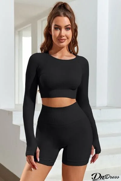 Round Neck Long Sleeve Active Top