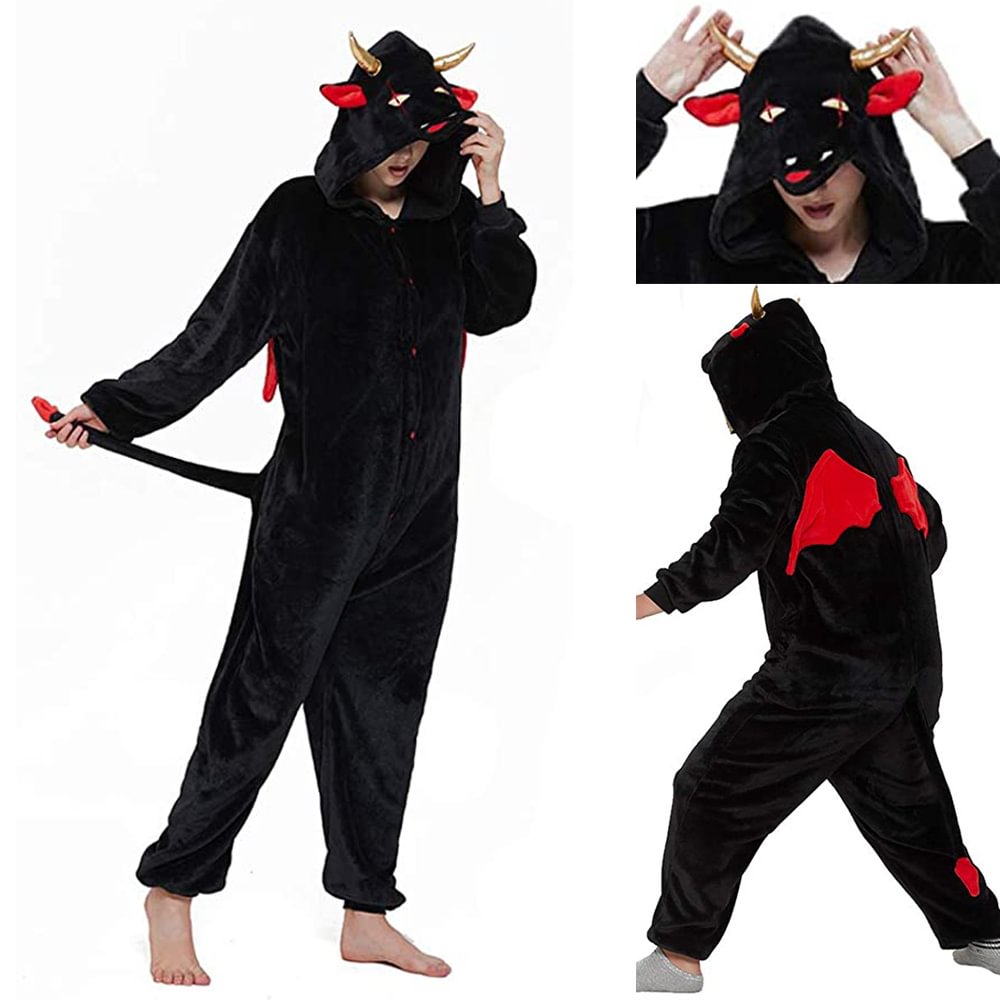 Onesie Kigurumi Pajamas Print New Demon Adult's Flannel Winter Sleepwear Animal Costume-Pajamasbuy