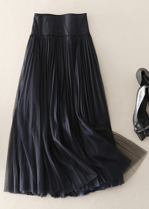 VCSHOES Black Zip Up Patchwork Tulle Skirt Spring
