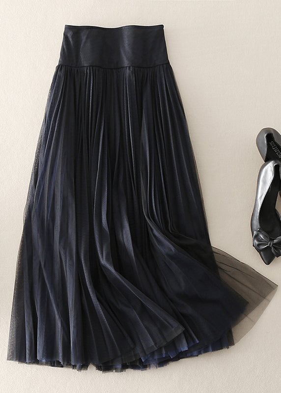 Beautiful Navy Zip Up Patchwork Tulle Skirt Spring