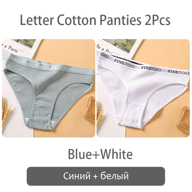 FINETOO New M-2XL Women Underpants Custom Letter Panties Breathable Cotton Underwear Ladies Briefs Casual Panty Female Lingerie