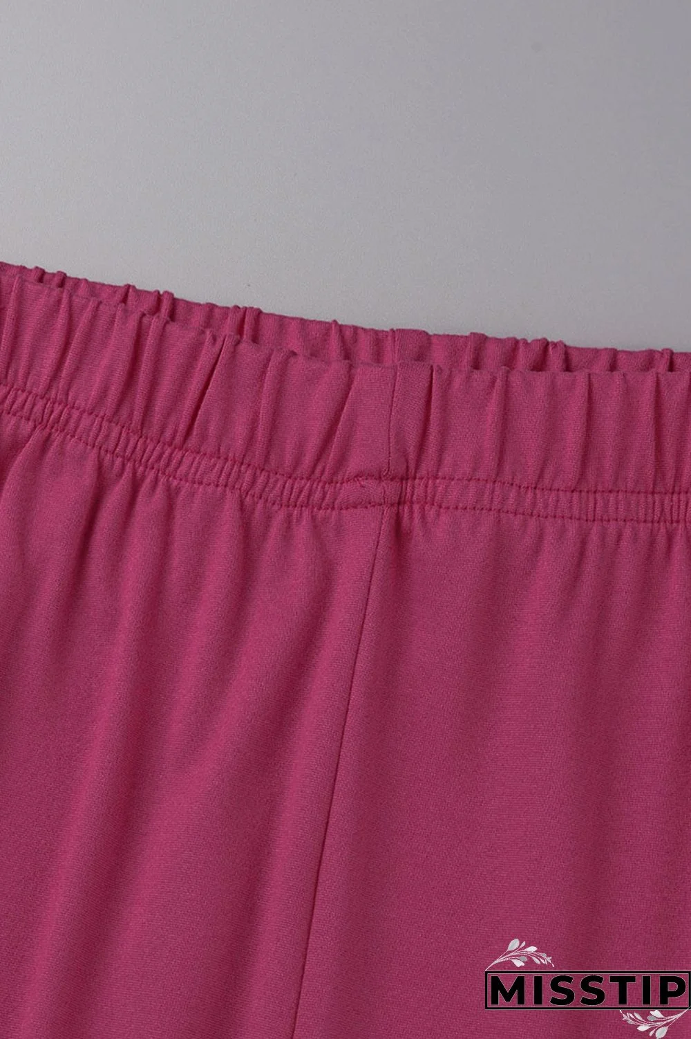 Rose Red Casual Solid Patchwork Slit V Neck Plus Size Two Pieces