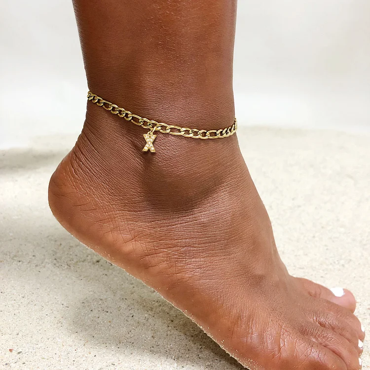  Dainty Diamond Initial Anklet Summer Beach Accessories for Women