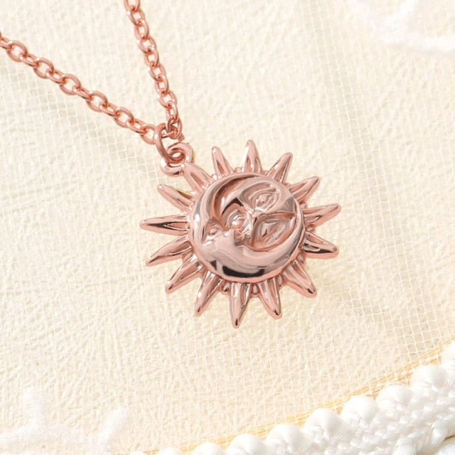 YOY-Vintage Sun and Moon Stainless Steel Necklace