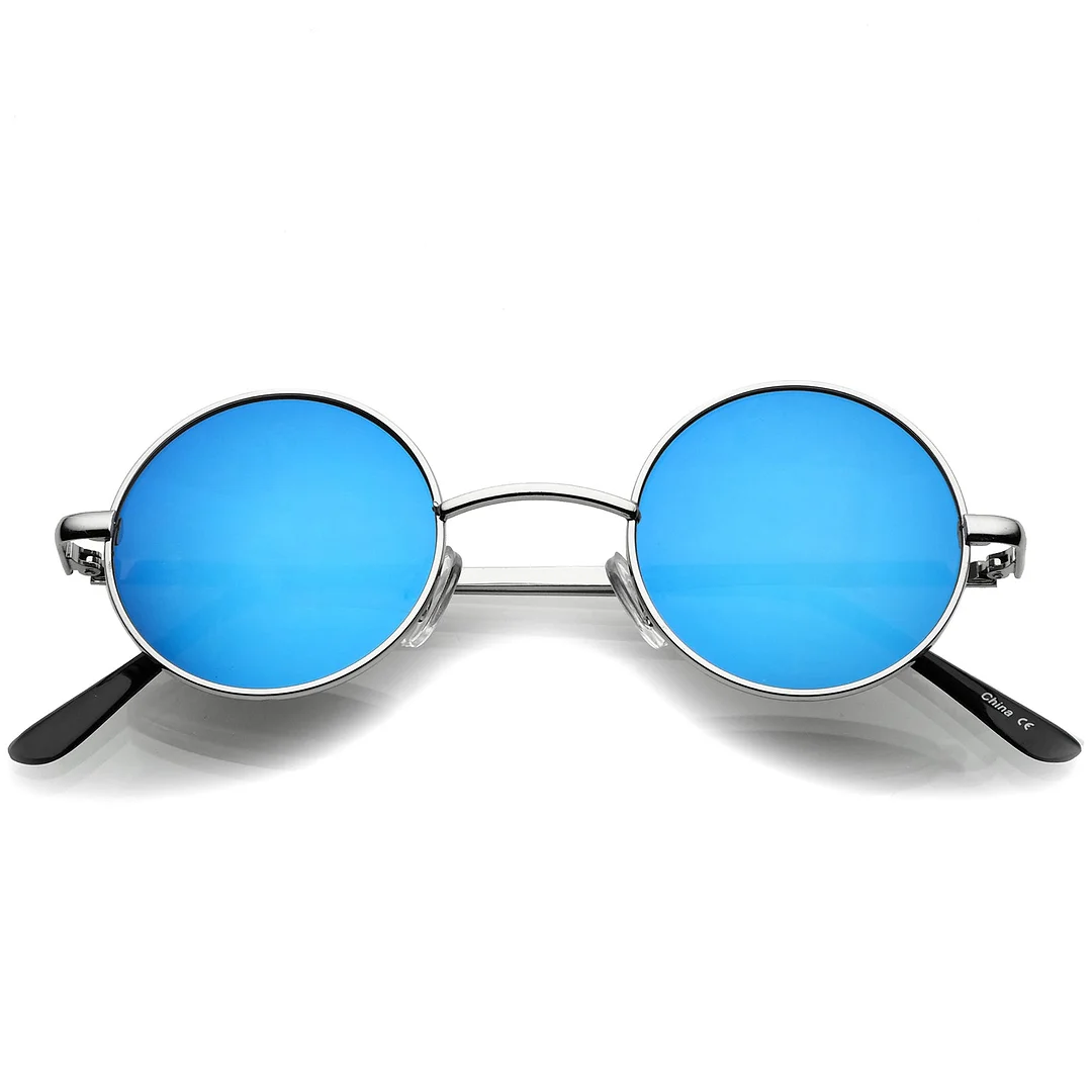 Lennon Style Round Circle Metal glasses with Color Mirror Lens