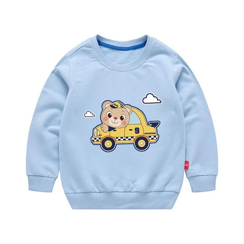 Girls Cute Bear Pattern Active Jacket Tops For Baby Boys Children Clothing Spring Autumn New Casual Sweaters Solid Pullovers