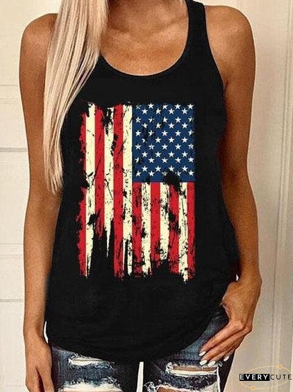 Casual Graphic Print Sleeveless Vest