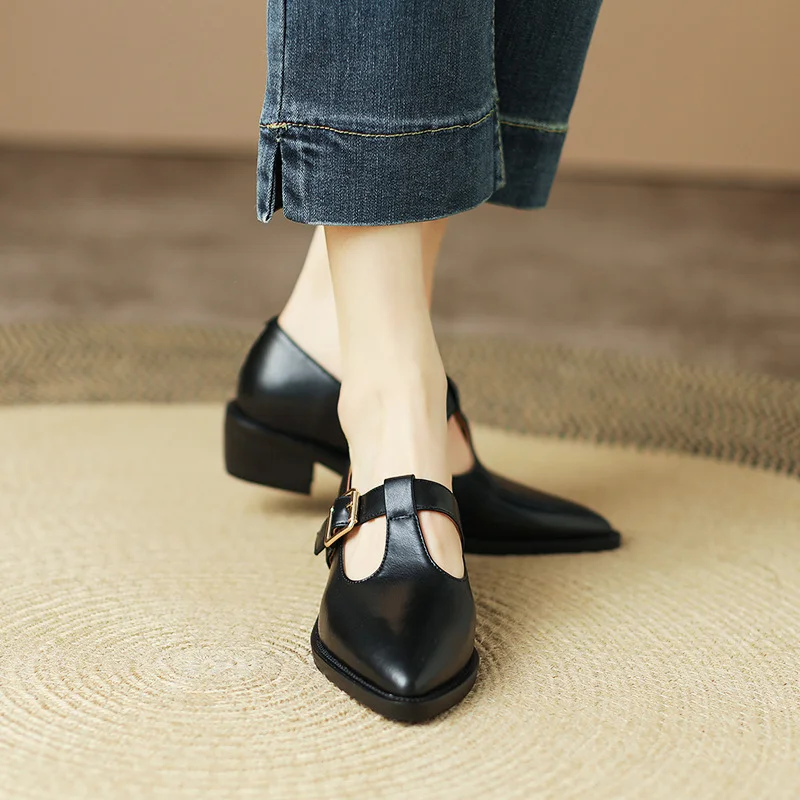 Square-toe Solid Color Lacquered Leather Shallow Mouth High Heels