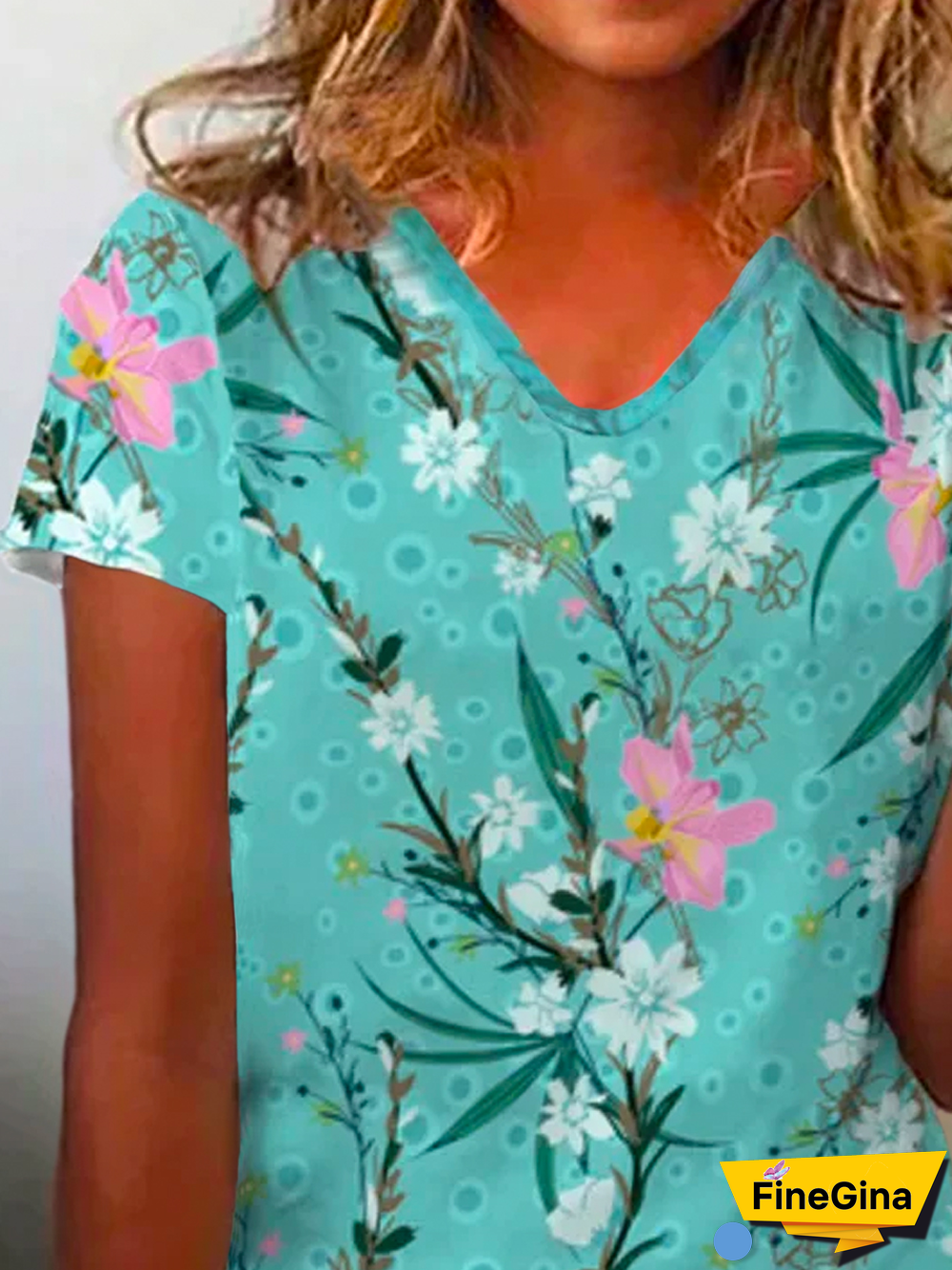 Loosen V Neck Short Sleeve T-Shirt