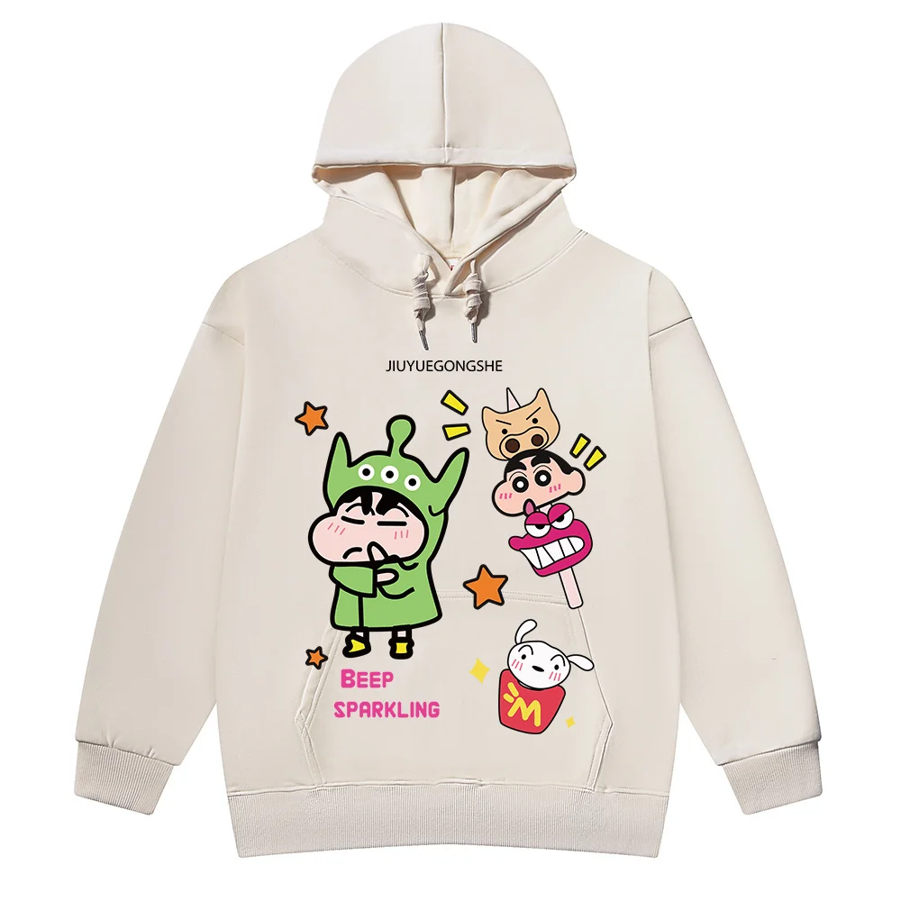 Retro Cartoon Anime Couple Loose Oversize Thin Spring and Autumn Hooded Sweatshirt