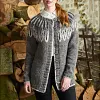 Fairman Island Jacquard Horn Button Sweater Cardigan