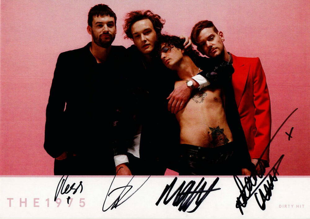 THE 1975 BAND (X4) SIGNED AUTOGRAPH PROMO Photo Poster painting - MATTHEW HEALY ADAM ROSS GEORGE