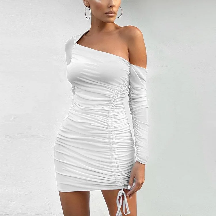 Promsstyle fashionable mesh pleated off-shoulder evening dress Prom Dress 2023
