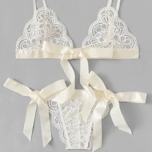 Uveng New Sex Underwear Sexy Women's Three-Point Big Bow