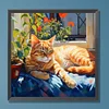 Chat se prélassant dans le soleil-plein diamant rond peinture-30 * 30cm