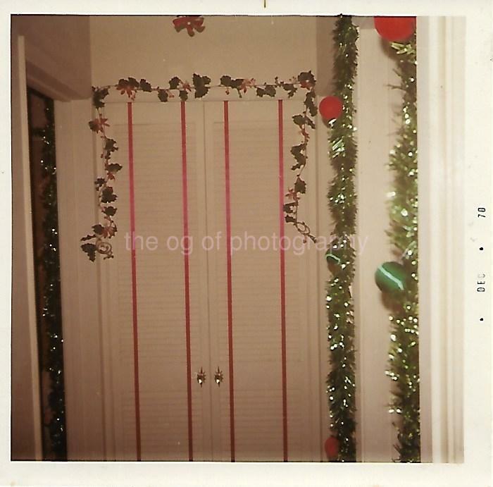 FOUND Photo Poster painting Color FUNKY CHRISTMAS DECORATIONS 60's 70's Original Snapshot 21 69Q