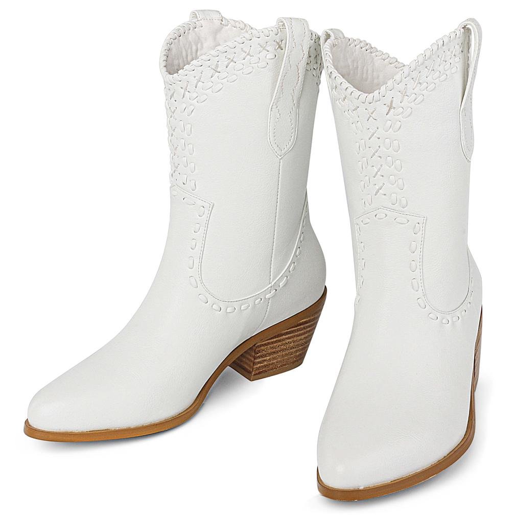 Womens White Cowboy Boots for Women Western Ankle Booties