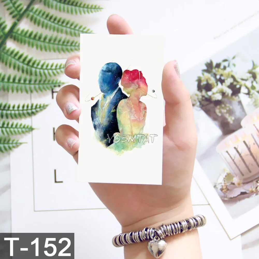 Sdrawing Temporary Tattoo Sticker Lotus Colorful Feather Leaves Butterfly Flash Tatoo Female 3D Body Art Child Fake Tatto Male