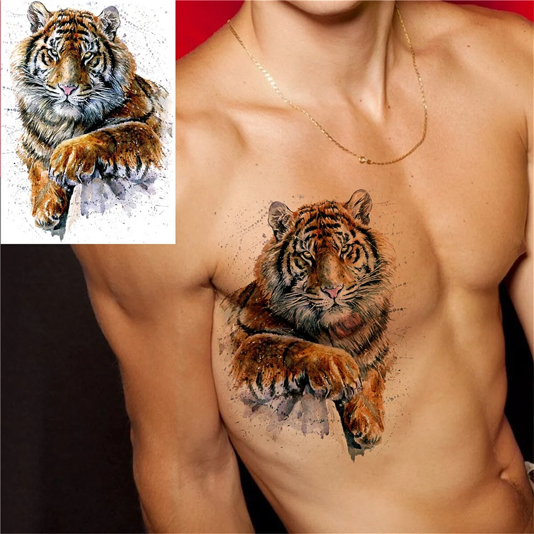 Demon Warrior Temporary Tattoos For Men Women Adult Kids Realistic Fake Wolf Lion Tattoo Sticker Black Astronaut Tatoos Large