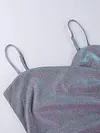 Sexy Spaghetti-Neck Shiny Ruffled Asymmetric Mini Dress