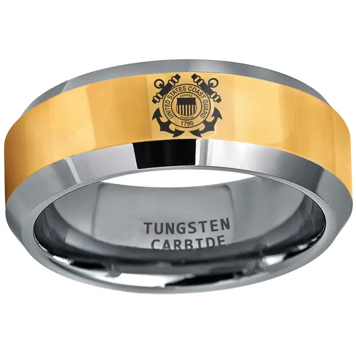 Men And Women Gold and Silver Tungsten Military Rings With Laser Etched United States Army Logo Wedding Bands