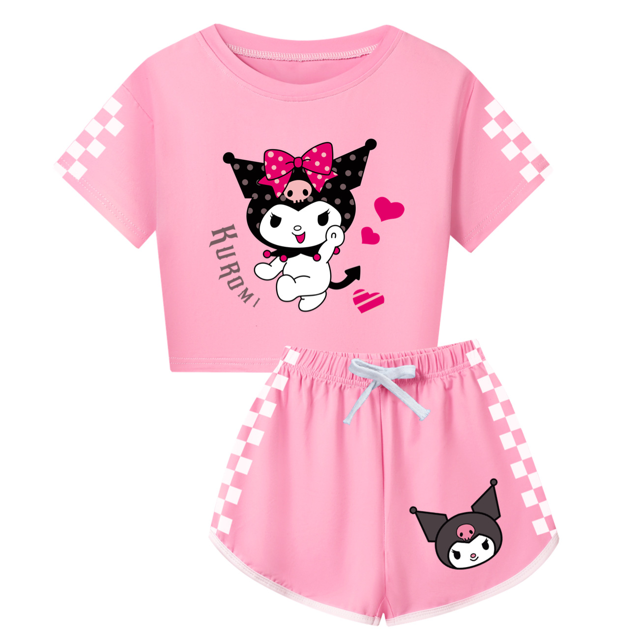 Kuromi Matching Family Outfits: Kids & Adults Short Sleeve Top + Shorts Set - Cute & Fun -Mayoulove