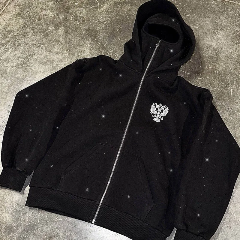 Athvotar Athvotar Autumn Winter Hooded Sports Wear Ninja Cap Print Pattern Wear Double Hat Design Y2K