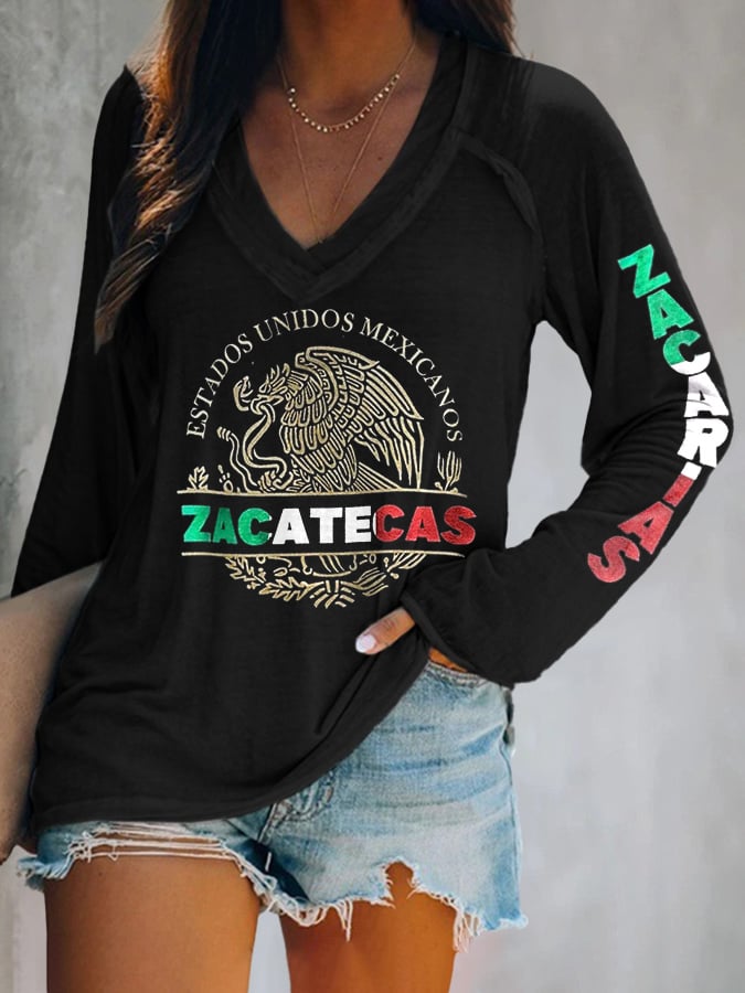 Women's Mexican Independence Day Printed Casual Top