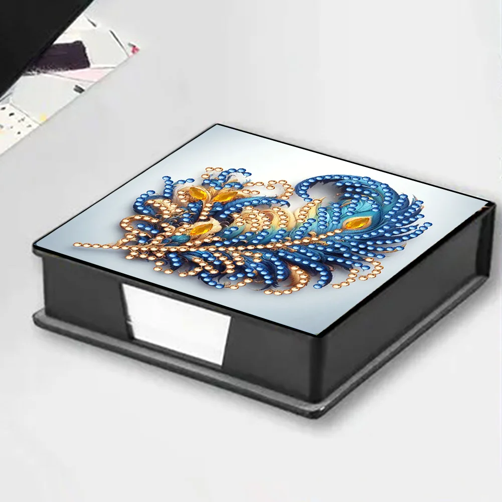 Feathers PU Diamond Painting Notecard Box 5D DIY Diamond Art Note Box