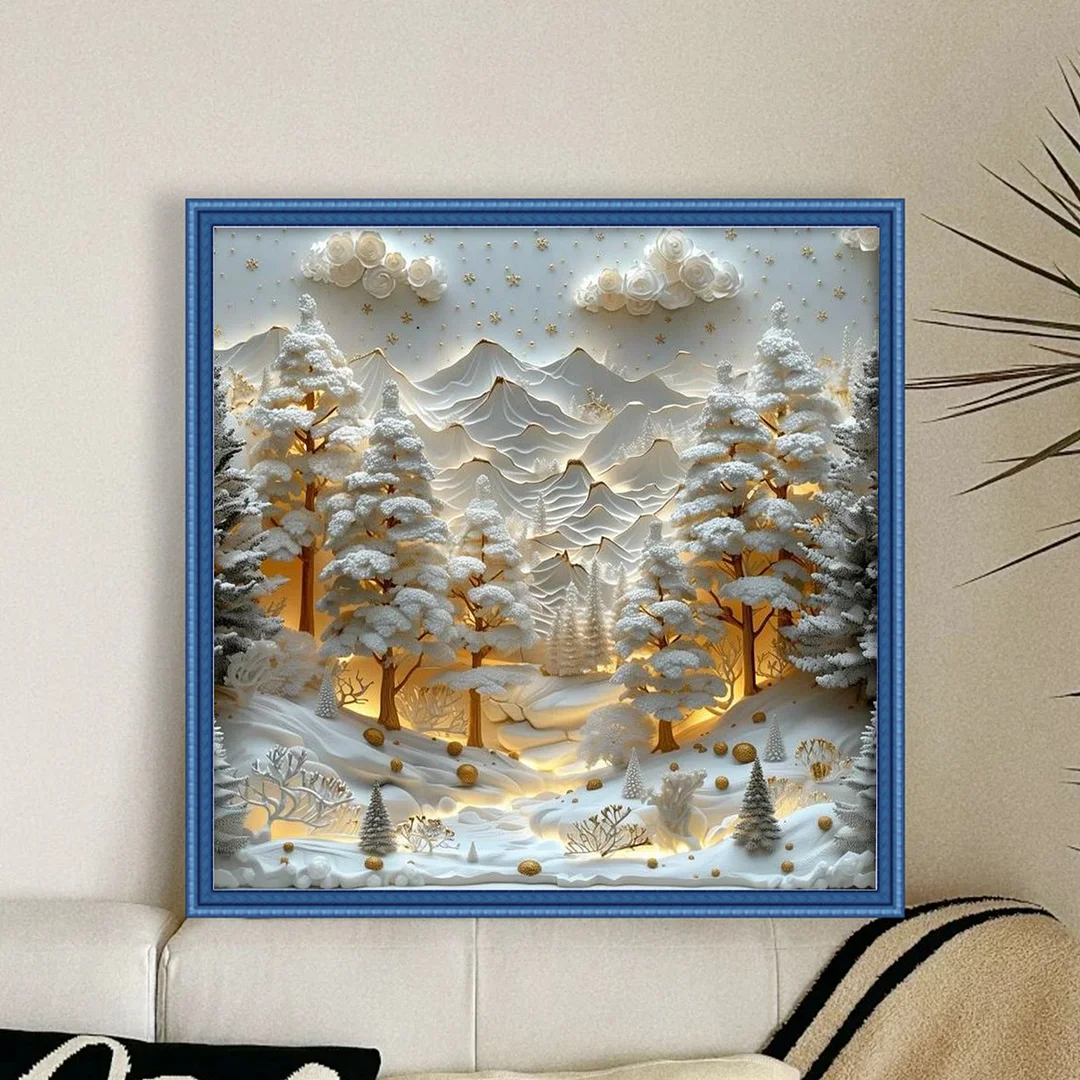 Christmas Full 14CT DIY Counted Cross Stitch Kit 45x45cm for Adults Home Decor