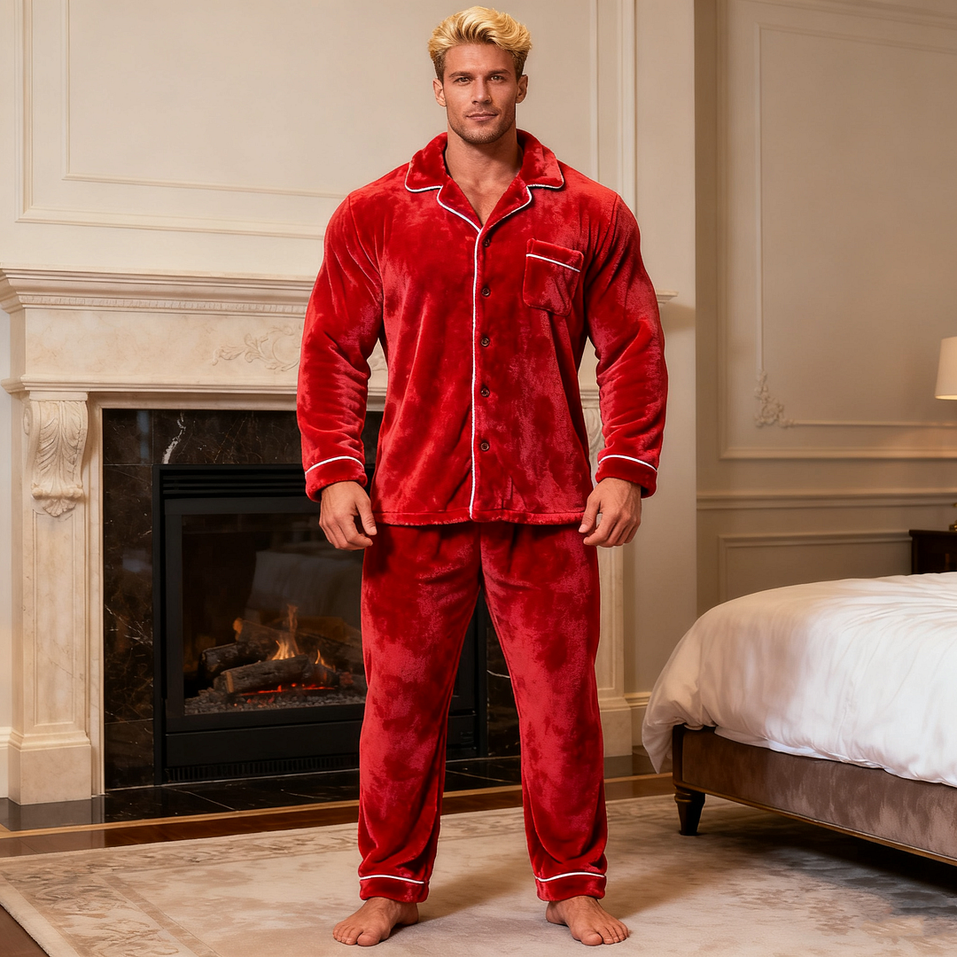 Men's Autumn/Winter Warm Christmas Daily Pajama Set-inspireuse