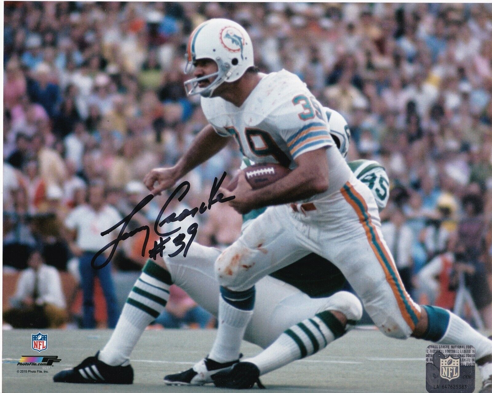 LARRY CSONKA MIAMI DOLPHINS ACTION SIGNED 8x10