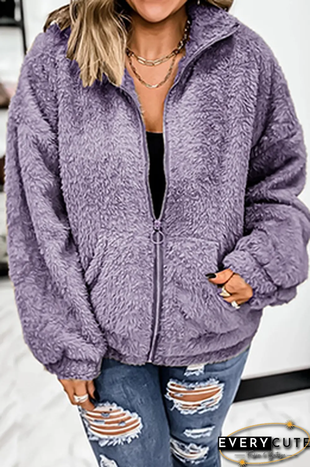 Casual Solid Pocket Zipper Zipper Collar Outerwear