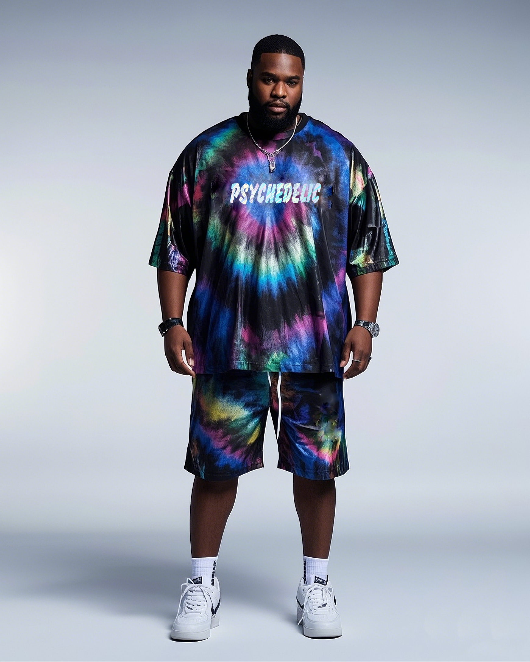 Big Boy Street Fashion Black Gradient Print Short Sleeve T-Shirt Shorts Suit