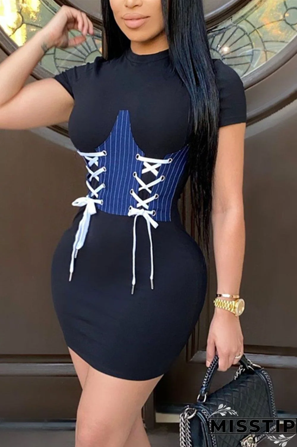 Black Fashion Sexy Regular Sleeve Short Sleeve O Neck A Line Mini Print Dresses